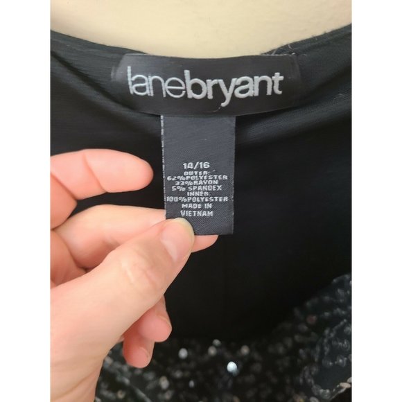 Lane Bryant Womens Black Sequin Front Cowl Neck Cap Sleeve Dress Plus Size 14/16 - Picture 5 of 6